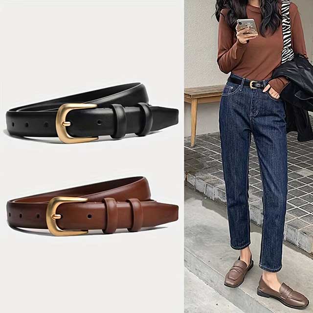 Women’s Fashion Black Belt – Simple Decorative Waist Belt for Jeans | 1PC Daily Wear Accessory