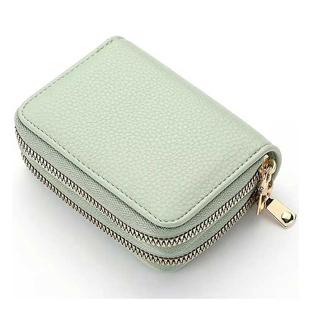 Women’s Zipper Wallet – Short Style Lychee Pattern Purse with Multi Card Slots, Coin Pocket & Solid Color Design