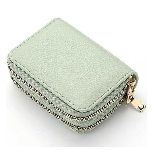 Women’s Zipper Wallet – Short Style Lychee Pattern Purse with Multi Card Slots, Coin Pocket & Solid Color Design