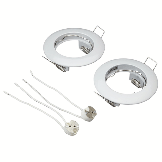 Wonderlamp Ceiling Dock Kit – Pack of 2 White GU5.3 Lamp Holders with Decorative Porthole Design (7.8 x 2.7 cm)