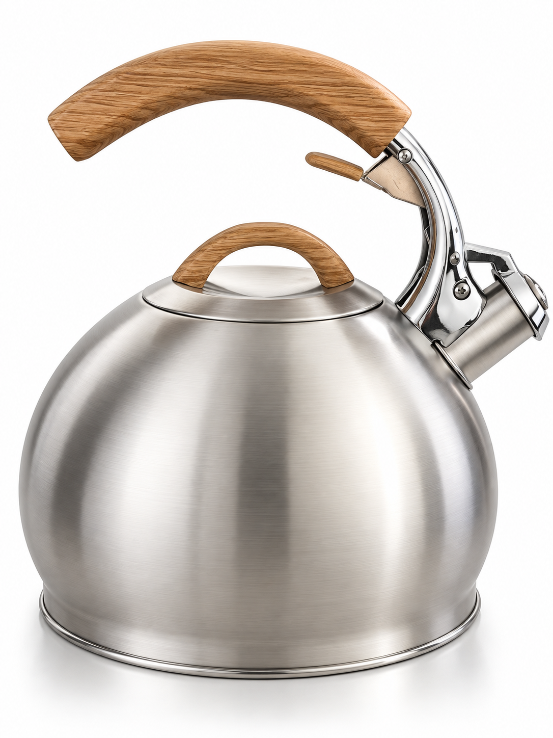 Fiikå Premium 2.5L Stainless Steel Whistling Kettle with Wood-Look Handle – Stovetop Tea & Water Kettle