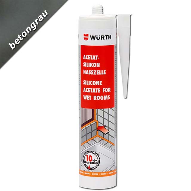 Würth Acetate Silicone Sealant – 310ml Wet Cell Concrete Grey Cartridge
