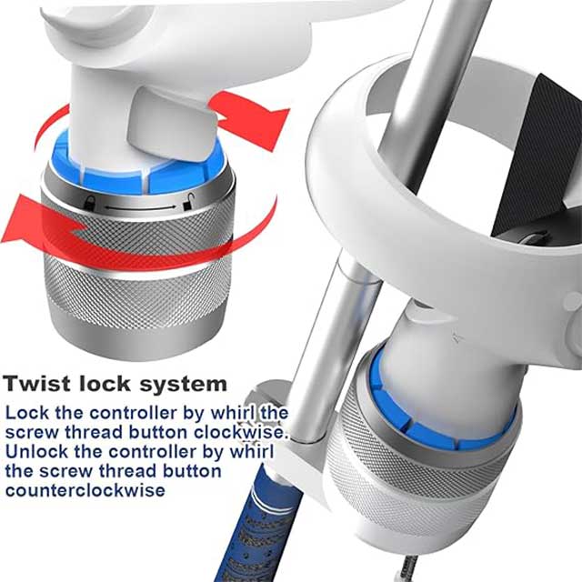 YEZRO Adjustable Weighted VR Golf Club Handle – Aluminum Attachment for Meta Quest Pro & Oculus Quest 2 with Movable Controller Cup, Rotate Lock Adapter & 24” Length