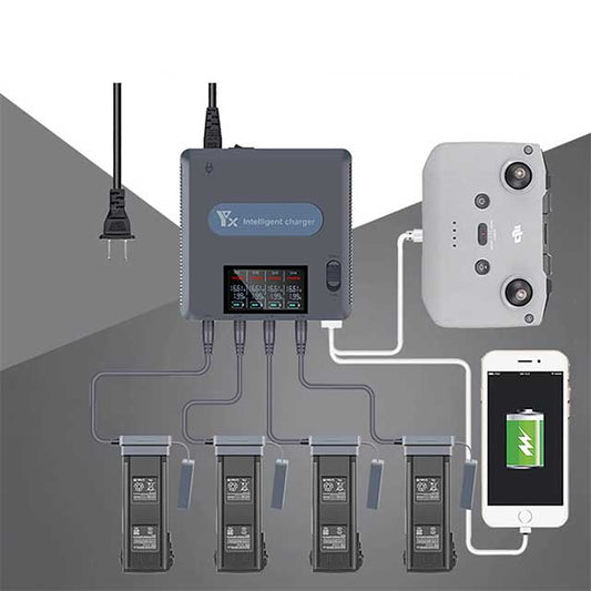 YX Digital Display 4-Way Battery Charger &amp; Manager for Mavic 3 – High-Speed Charger for DJI Mavic 3 Batteries (1X)
