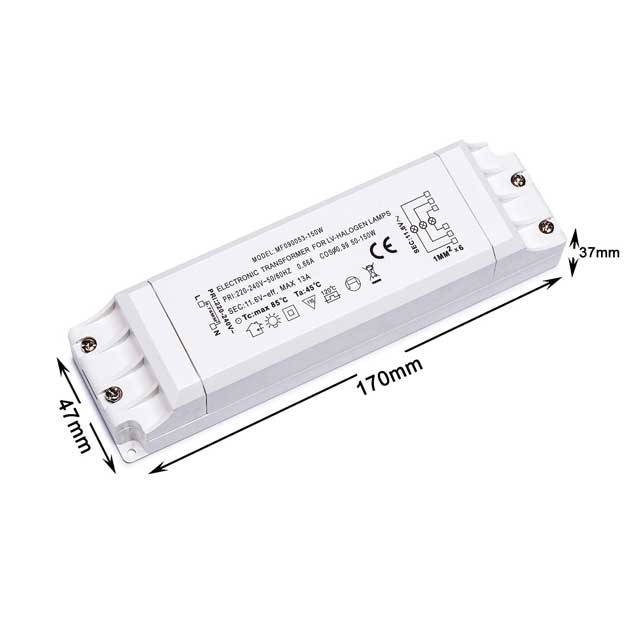 Yafido 230V AC to 12V AC Electronic Transformer – 50-150W Halogen Light Bulb Converter with Overload Protection & Temperature Safety