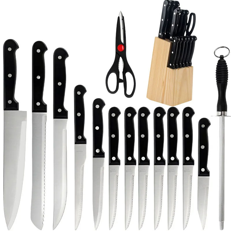 ZENG Ensemble de 15 Couteaux de Chef Professionnels – Collection de Couteaux de Cuisine en Acier Inoxydable de Qualité Supérieure avec Aiguiseur, Ciseaux et Bloc en Bois Massif
