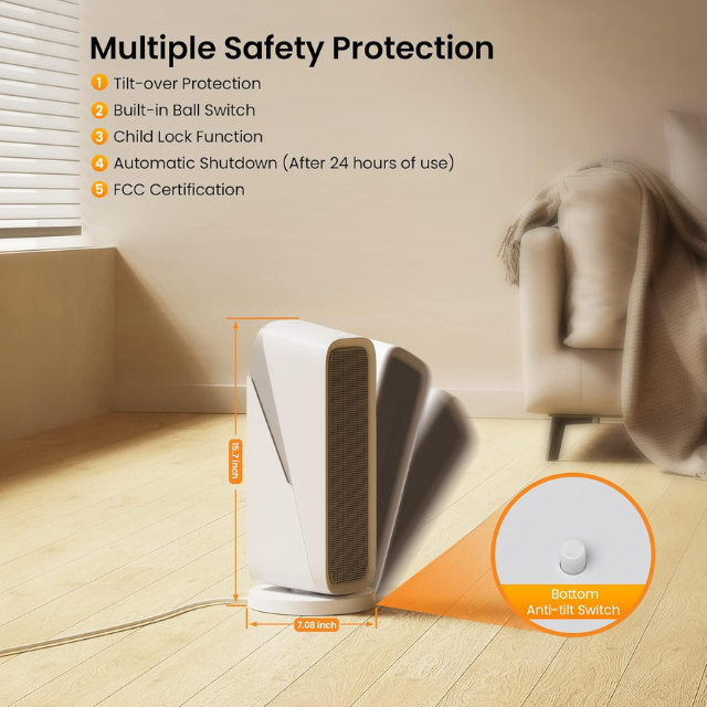 ZOESURE 1500W WiFi Ceramic Space Heater With 3Mods – Portable Electric Room Heater with 80° Oscillation, Timer, Safety Features & 2Sec Fast Heating