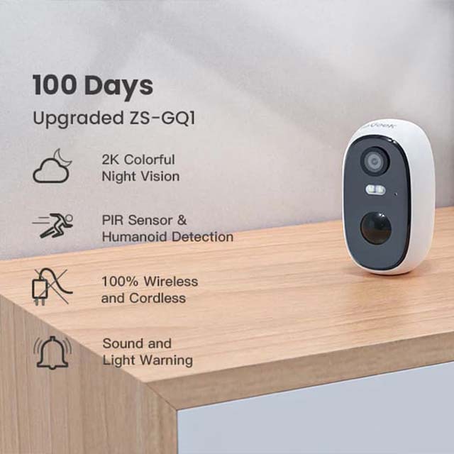 ZS-GQ1 Battery-Powered Wireless Security Camera - 1080P HD, WiFi, Motion Detection, 2-Way Audio, Night Vision, Waterproof, SD/Cloud Storage