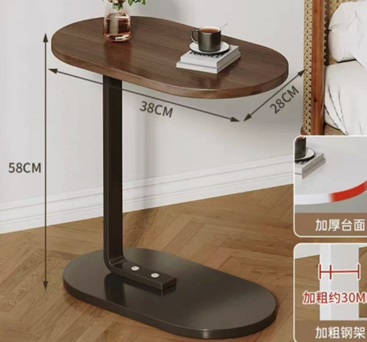 C-Shaped Mobile Side Table – Small Square Coffee Table for Living Room, Sofa, or Bedroom Bedside Use