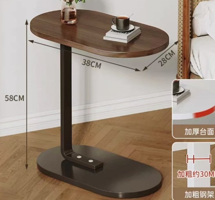 C-Shaped Mobile Side Table – Small Square Coffee Table for Living Room, Sofa, or Bedroom Bedside Use