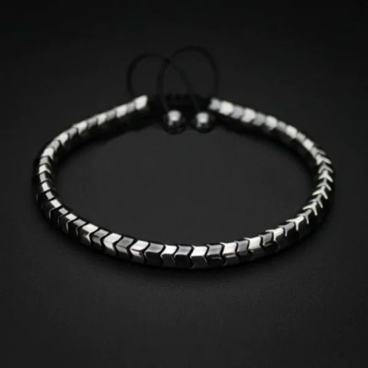 Bracelet classique ajustable en perles tressées et pierres (EGBT142)