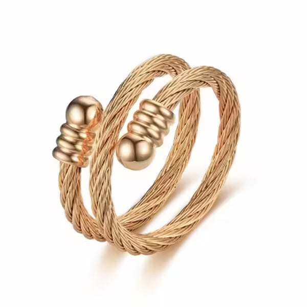 Adjustable unisex cable titanium steel finger ring (EGR008)