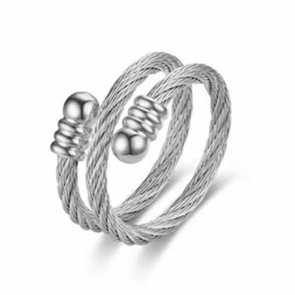 Adjustable unisex cable titanium steel finger ring (EGR008)