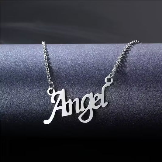 Collier pendentif « Ange » en acier inoxydable (EGN083)