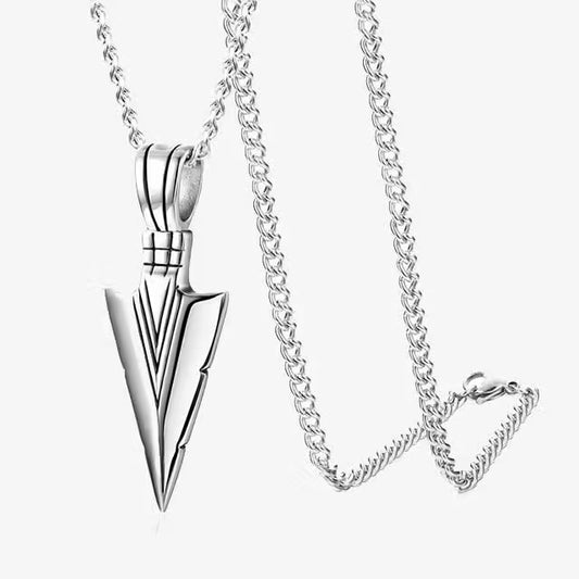 Collier unisexe avec pendentif flèche en acier inoxydable (EGN135)