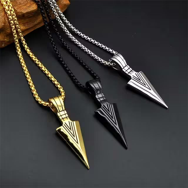 Collier unisexe avec pendentif flèche en acier inoxydable (EGN135)