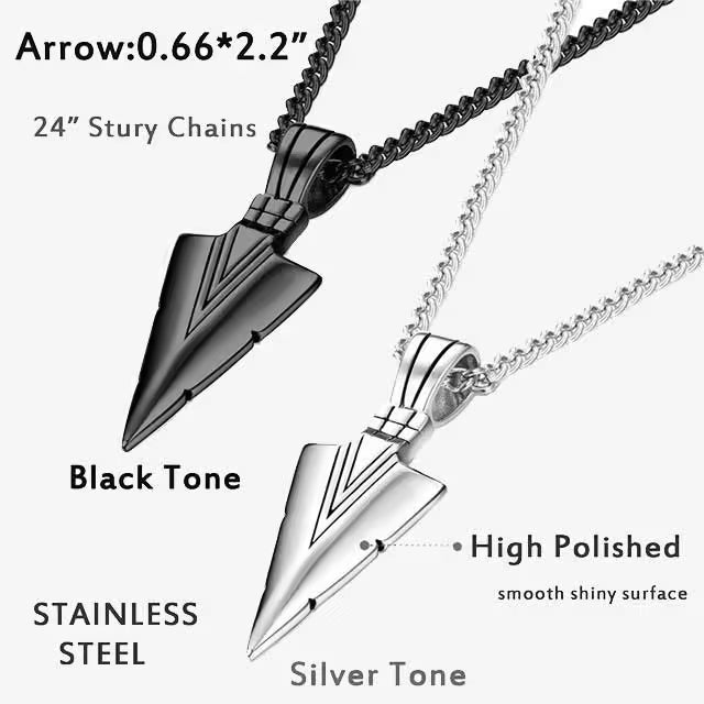 Collier unisexe avec pendentif flèche en acier inoxydable (EGN135)