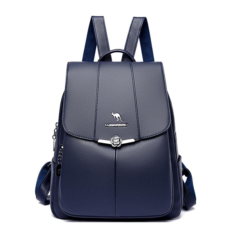 Women's Metal Flower Trim Backpack – Stylish Casual School & Everyday Shoulder Bag