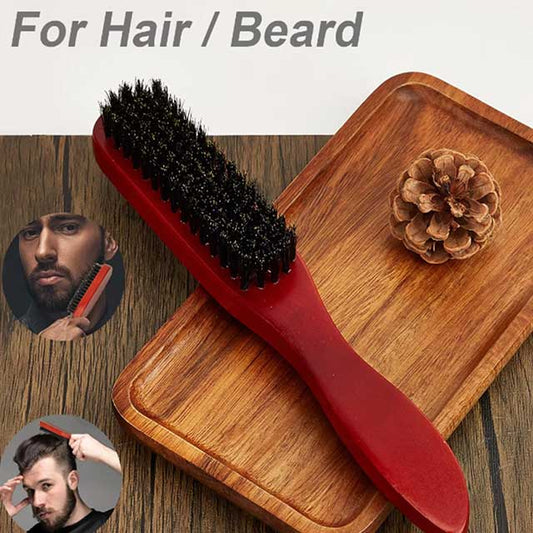 Barbertop Men's Beard Brush with Wooden Handle – Soft Hair Cleaning Brush & Broken Hair Removal Comb for Hairdressing & Neck Duster – Essential Barber Tools