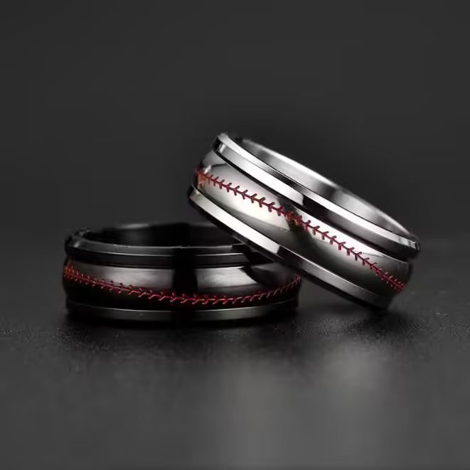 Bague en acier inoxydable en forme de balle de baseball (EGR042)