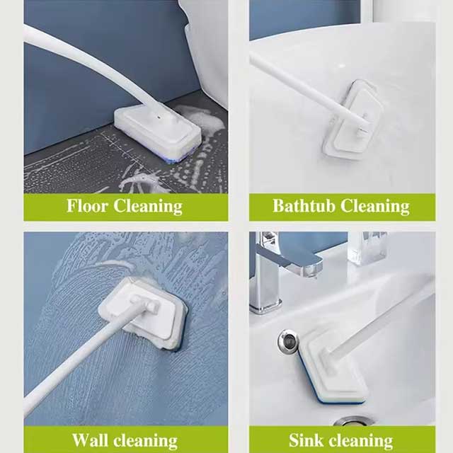 Bathroom Wall Brush Multifunctional Long Handle Removable Sponge Brush - Tile, Floor & Bathtub Cleaning Tool for Household