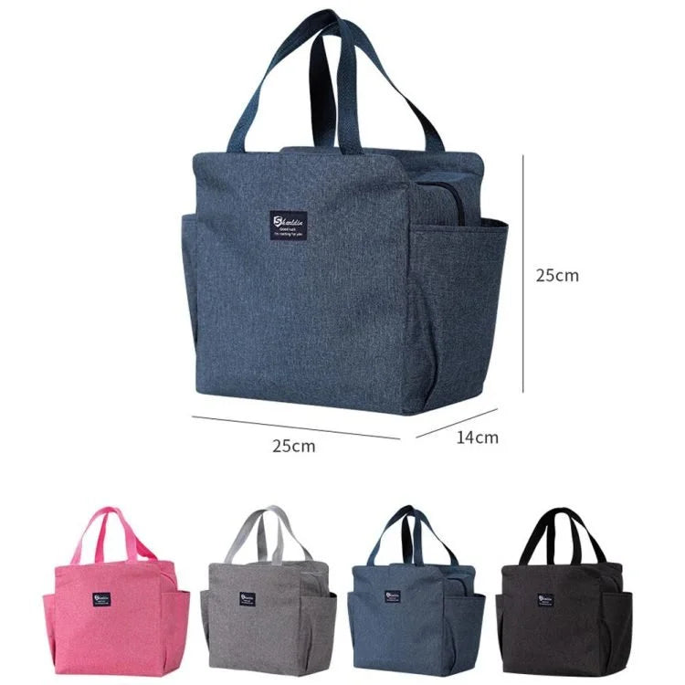 Sac à déjeuner isotherme portable avec deux poches latérales – Sac repas thermique pour le travail, l'école, le bureau et les pique-niques