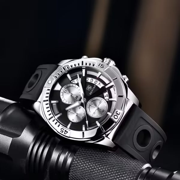 Montre chronographe pour homme BENYAR en silicone, modèle BY-5180