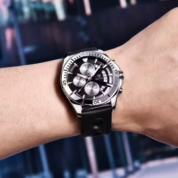 Montre chronographe pour homme BENYAR en silicone, modèle BY-5180