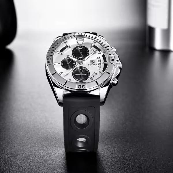 Montre chronographe pour homme BENYAR en silicone, modèle BY-5180