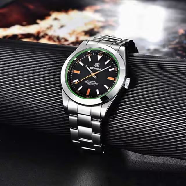 Montre BENYAR pour homme en acier inoxydable à mouvement automatique, modèle BY-5152