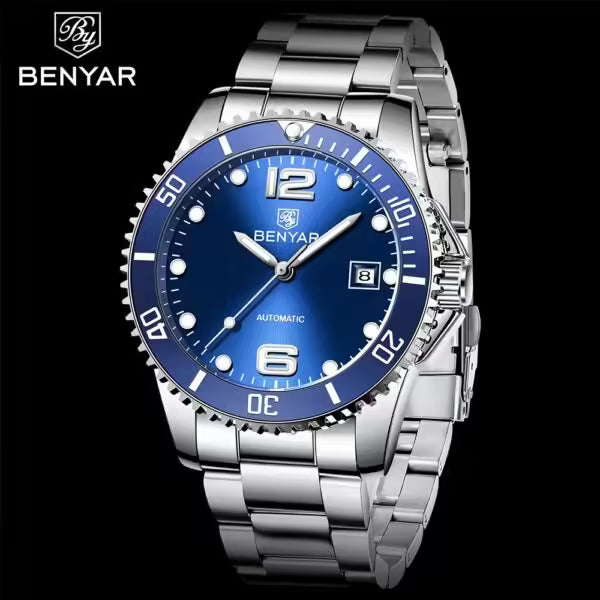 Montre BENYAR pour homme en acier inoxydable à mouvement automatique, modèle BY-5152 