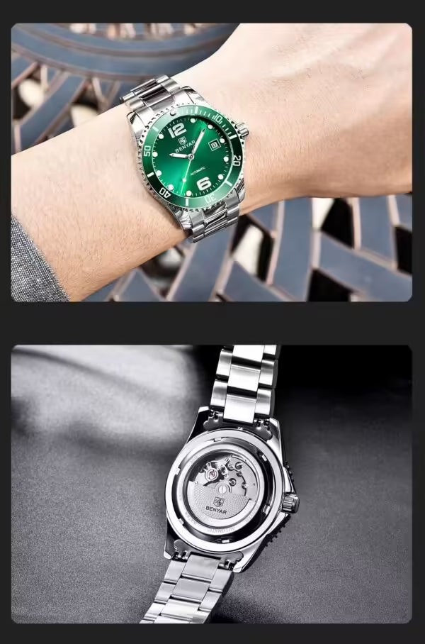 Montre BENYAR pour homme en acier inoxydable à mouvement automatique, modèle BY-5152 
