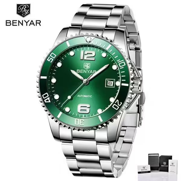 Montre BENYAR pour homme en acier inoxydable à mouvement automatique, modèle BY-5152 