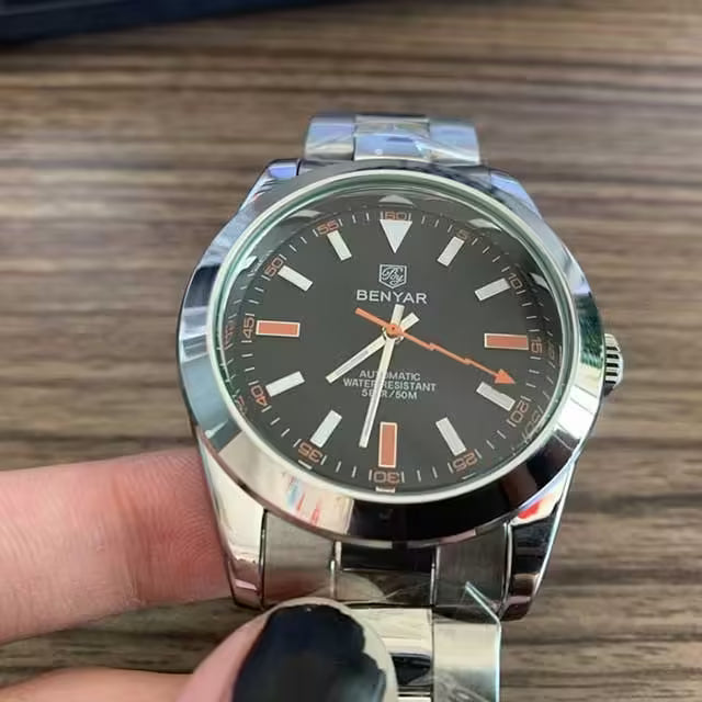 Montre BENYAR pour homme en acier inoxydable à mouvement automatique, modèle BY-5152