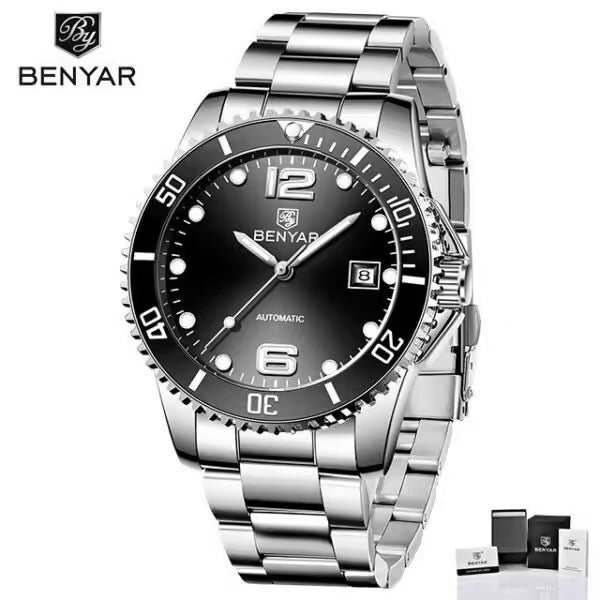 Montre BENYAR pour homme en acier inoxydable à mouvement automatique, modèle BY-5152 