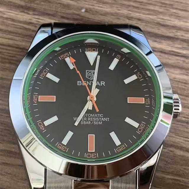 Montre BENYAR pour homme en acier inoxydable à mouvement automatique, modèle BY-5152