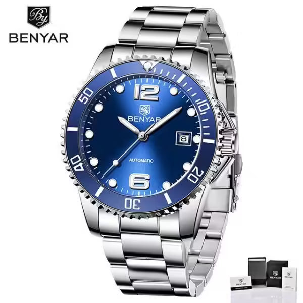 Montre BENYAR pour homme en acier inoxydable à mouvement automatique, modèle BY-5152 