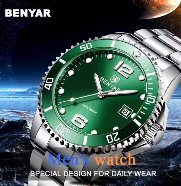Montre BENYAR pour homme en acier inoxydable à mouvement automatique, modèle BY-5152 