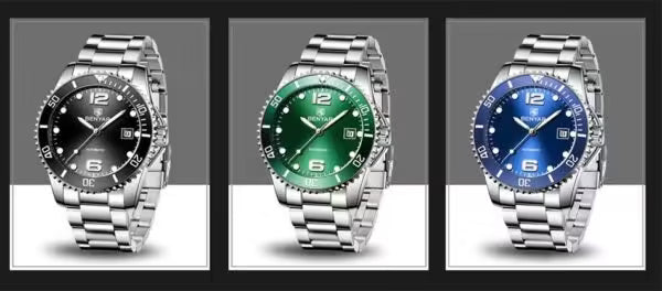 Montre BENYAR pour homme en acier inoxydable à mouvement automatique, modèle BY-5152 