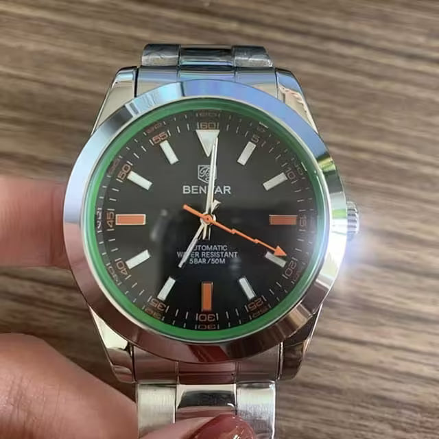 Montre BENYAR pour homme en acier inoxydable à mouvement automatique, modèle BY-5152