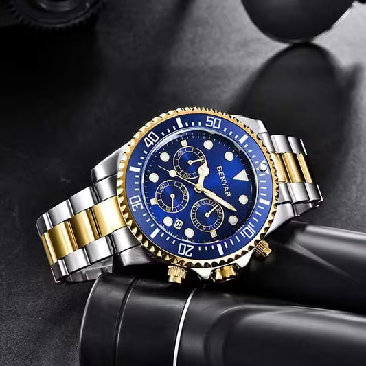 ساعة كرونوغراف رجالية من بينيار مصنوعة من الفولاذ المقاوم للصدأ موديل (BY-5140S) 