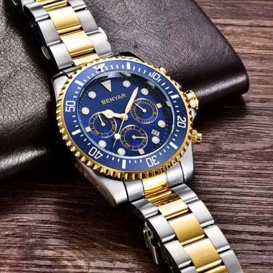 ساعة كرونوغراف رجالية من بينيار مصنوعة من الفولاذ المقاوم للصدأ موديل (BY-5140S) 
