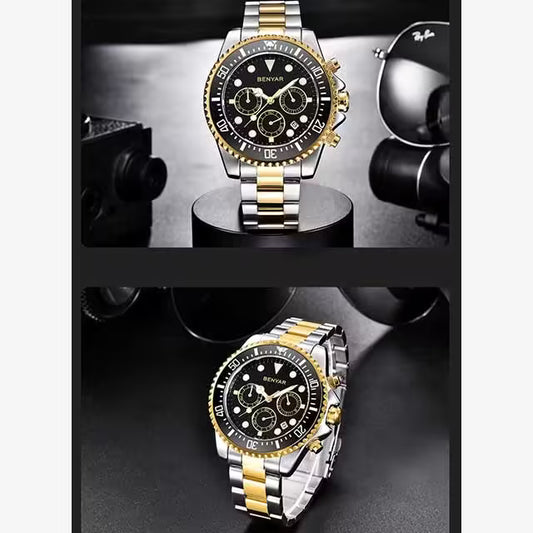 ساعة كرونوغراف رجالية من بينيار مصنوعة من الفولاذ المقاوم للصدأ موديل (BY-5140S) 