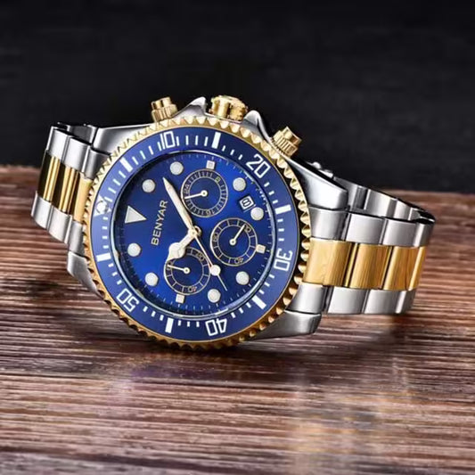 ساعة كرونوغراف رجالية من بينيار مصنوعة من الفولاذ المقاوم للصدأ موديل (BY-5140S) 