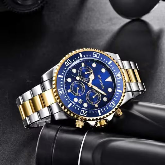 ساعة كرونوغراف رجالية من بينيار مصنوعة من الفولاذ المقاوم للصدأ موديل (BY-5140S) 