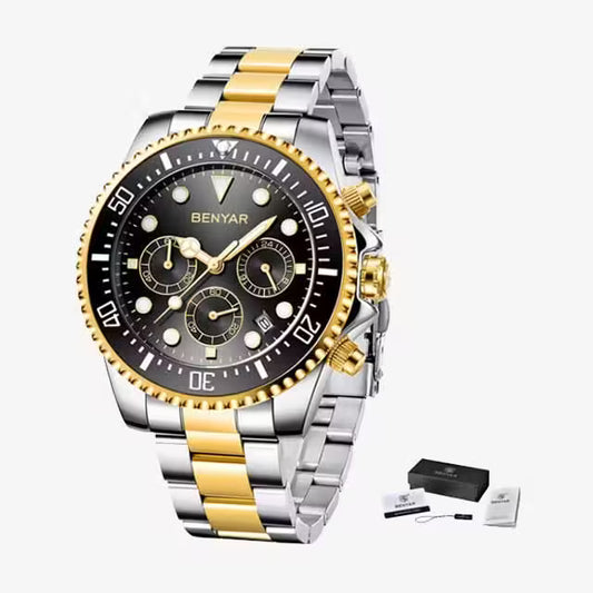 ساعة كرونوغراف رجالية من بينيار مصنوعة من الفولاذ المقاوم للصدأ موديل (BY-5140S) 