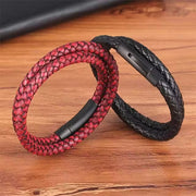 Black Buckle Double layer Leather Bracelet (EGBT321)