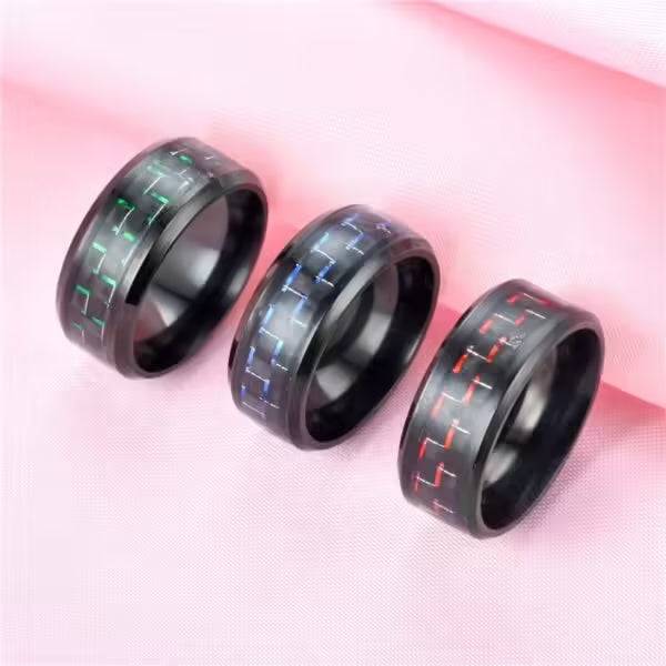 Black Carbon Fiber Men Ring (EGR031)