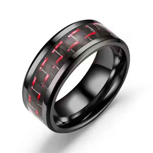Bague homme en fibre de carbone noire (EGR031)