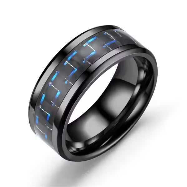 Black Carbon Fiber Men Ring (EGR031)